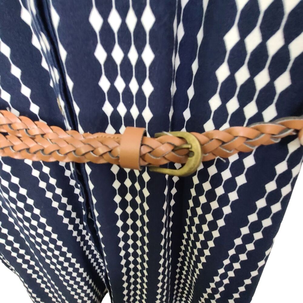 J for Justify Womens Plus SZ 2X Blue/White Collared Button Dress W Belt - Picture 5 of 10